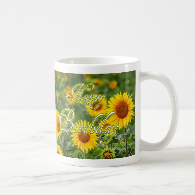 Alles Gute zum Geburtstag mit Blume Tasse! Kaffeetasse (Rechts)