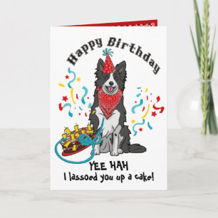 Alles Gute zum Geburtstag mit Border Collie in Red Karte