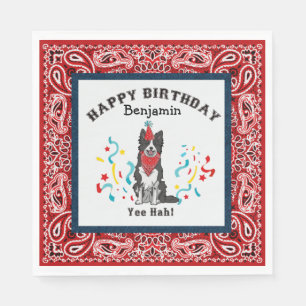Alles Gute zum Geburtstag mit Border Collie in Red Serviette
