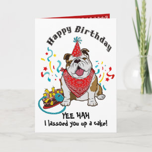 Alles Gute zum Geburtstag mit Bulldog Hund in Red  Karte