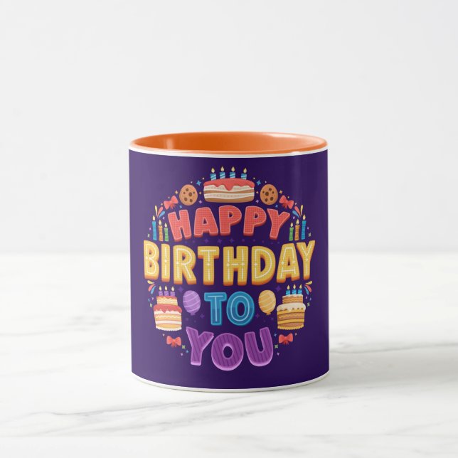 Alles Gute zum Geburtstag mit Cake & Candle  Tasse (Zentrum)