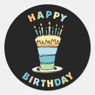 Alles Gute zum Geburtstag mit Cake Design Runder Aufkleber