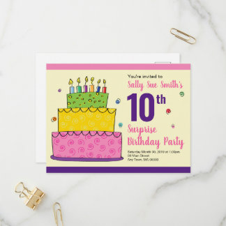 Alles Gute zum Geburtstag mit Candles Colorful Cak Einladungspostkarte