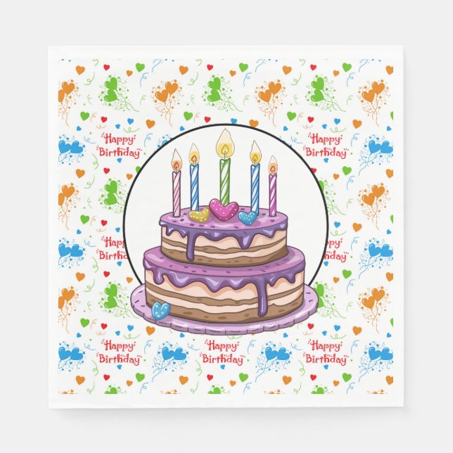 Alles Gute zum Geburtstag mit Cherry oben Serviette (Vorderseite)