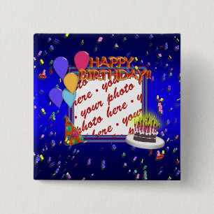 Alles Gute zum Geburtstag mit Confetti Foto Frame Button