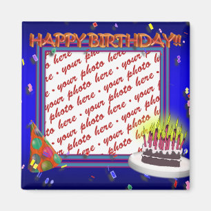 Alles Gute zum Geburtstag mit Confetti Foto Frame Magnet