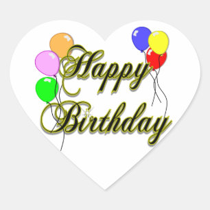 Alles Gute zum Geburtstag mit den Balloons 2 Herz-Aufkleber