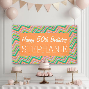 Alles Gute zum Geburtstag mit farbenfrohen Chevron Banner