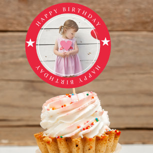 Alles Gute zum Geburtstag mit Foto Runder Aufkleber