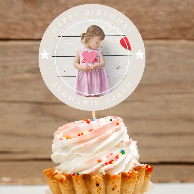 Alles Gute zum Geburtstag mit Foto Runder Aufkleber (Von Creator hochgeladen)