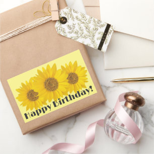 Alles Gute zum Geburtstag mit gelben Sonnenblumen Rechteckiger Aufkleber