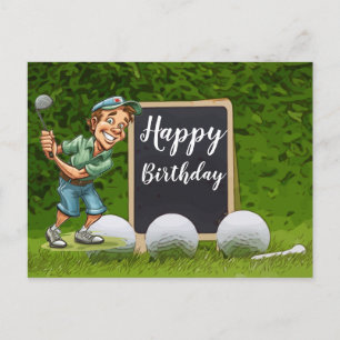 Alles Gute zum Geburtstag mit Golfball auf Grün Postkarte
