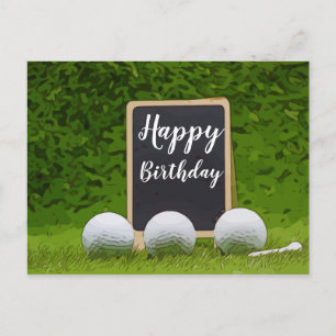 Alles Gute zum Geburtstag mit Golfball auf Grün Postkarte