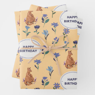 Alles Gute zum Geburtstag mit Kangaroo Geschenkpapier Set