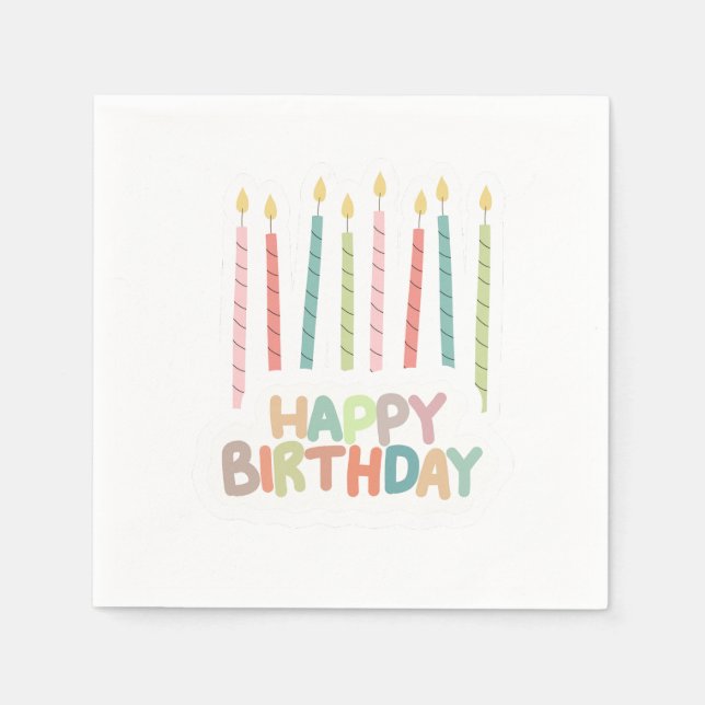 Alles Gute zum Geburtstag mit Kerzen darauf Serviette (Vorderseite)