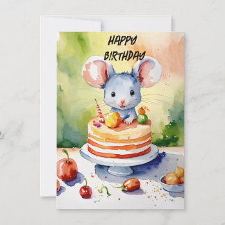 Alles Gute zum Geburtstag mit kleiner Maus Karte