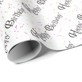 Alles Gute zum Geburtstag mit Konfetti auf Weiß Geschenkpapier