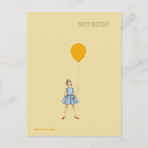 Alles Gute zum Geburtstag mit Mädchen und Luftball Postkarte