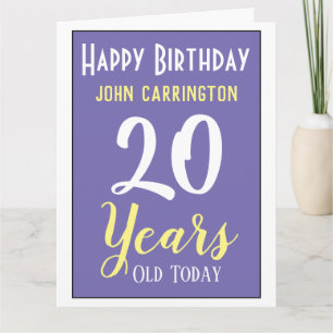 Alles Gute zum Geburtstag mit Name & Alter 20 Jahr Karte