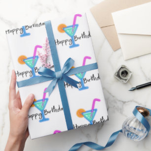 Alles Gute zum Geburtstag mit Neon Cocktail Geschenkpapier