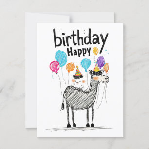 Alles Gute zum Geburtstag mit Niedlichen Pferden & Postkarte