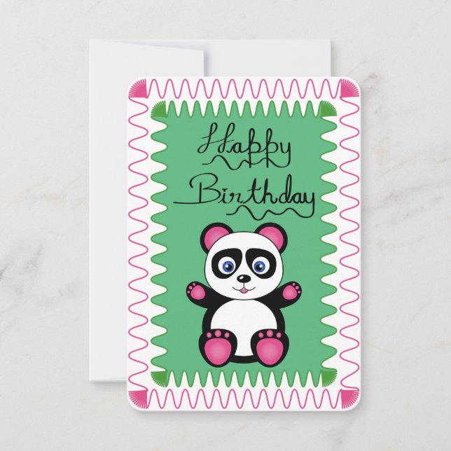 Alles Gute zum Geburtstag mit rosa Panda (Vorderseite)