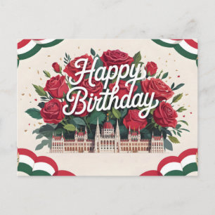 Alles Gute zum Geburtstag mit Rosen und Ungarische Postkarte