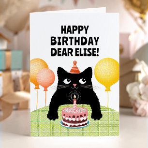 Alles Gute zum Geburtstag mit schwarzem Kätzchen m Karte