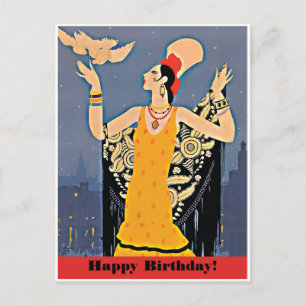 Alles Gute zum Geburtstag mit Vintager Dame aus Sp Postkarte