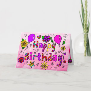 Alles Gute zum Geburtstag mit Whimsikischen Blume  Karte