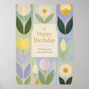 Alles Gute zum Geburtstag Moderne Botanische Blume Poster