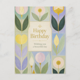 Alles Gute zum Geburtstag Moderne Botanische Blume Postkarte