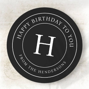 Alles Gute zum Geburtstag Moderne Familie Monogram Runder Aufkleber