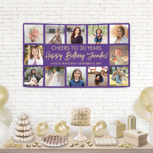 Alles Gute zum Geburtstag Moderne Fotocollage Lila Banner