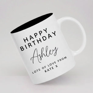 Alles Gute zum Geburtstag   Moderne Skript-Geburts Zweifarbige Tasse
