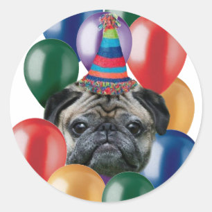 Alles Gute zum Geburtstag Mopshundaufkleber Runder Aufkleber