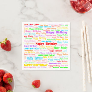 Alles Gute zum Geburtstag (Multi auf Weiß) Serviette