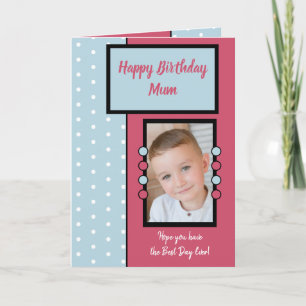 Alles Gute zum Geburtstag Mum pink und blau Foto Karte
