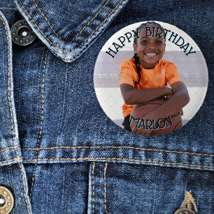 Alles Gute zum Geburtstag, Name und Foto-Abzeichen Button