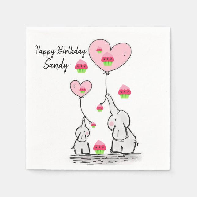 Alles Gute zum Geburtstag, Napkins, Elefant Serviette (Vorderseite)