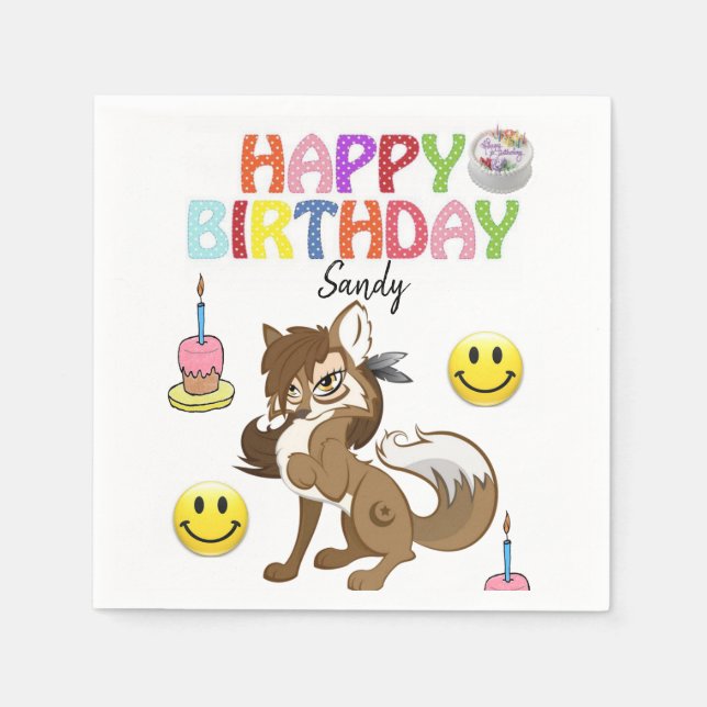 Alles Gute zum Geburtstag, Napkins, Wolf Serviette (Vorderseite)