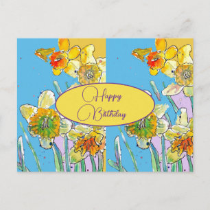 Alles Gute zum Geburtstag Narzisse floral Gelb Pos Postkarte