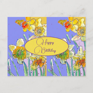 Alles Gute zum Geburtstag Narzisse floral Gelbe Po Postkarte