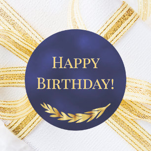 Alles Gute zum Geburtstag navy blau goldene Dekora Runder Aufkleber