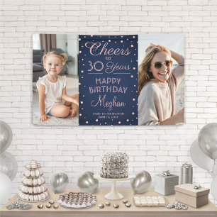 ALLES GUTE zum Geburtstag Navy und Pink Konfetti 2 Banner