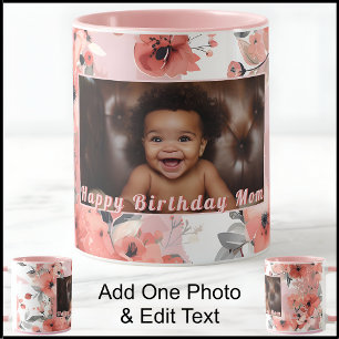 Alles Gute zum Geburtstag Neue Mama Foto Cute Pink Tasse
