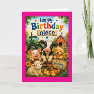 Alles Gute zum Geburtstag Nichte Bauernhoftiere Karte