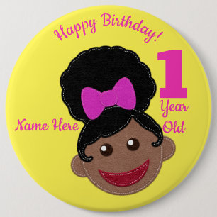 Alles Gute zum Geburtstag! Niedlich Afro Puff Hair Button