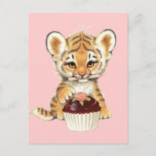 Alles Gute zum Geburtstag - Niedlicher Tiger mit C Postkarte