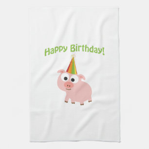 Alles Gute zum Geburtstag! Niedliches Schwein Geschirrtuch